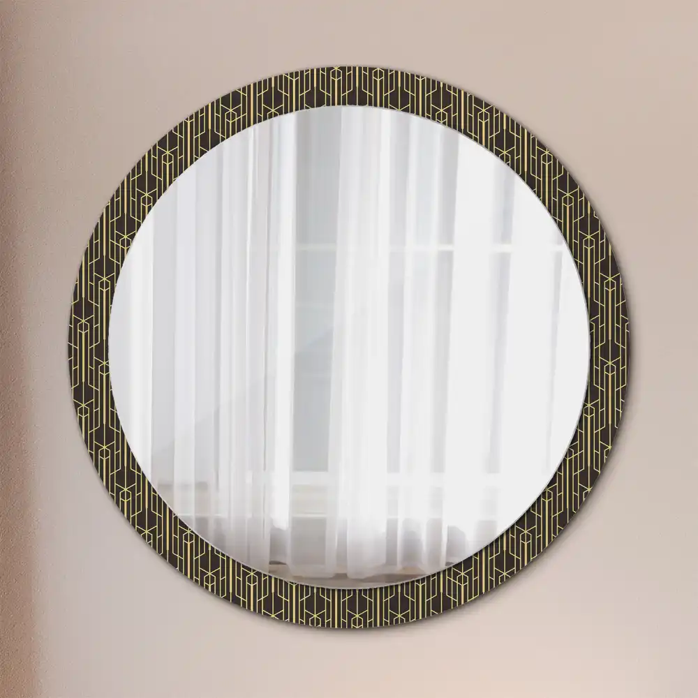 Round printed mirror Vintage geometry