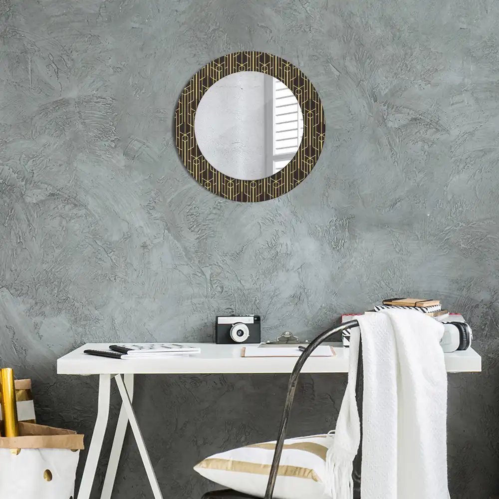 Round printed mirror Vintage geometry