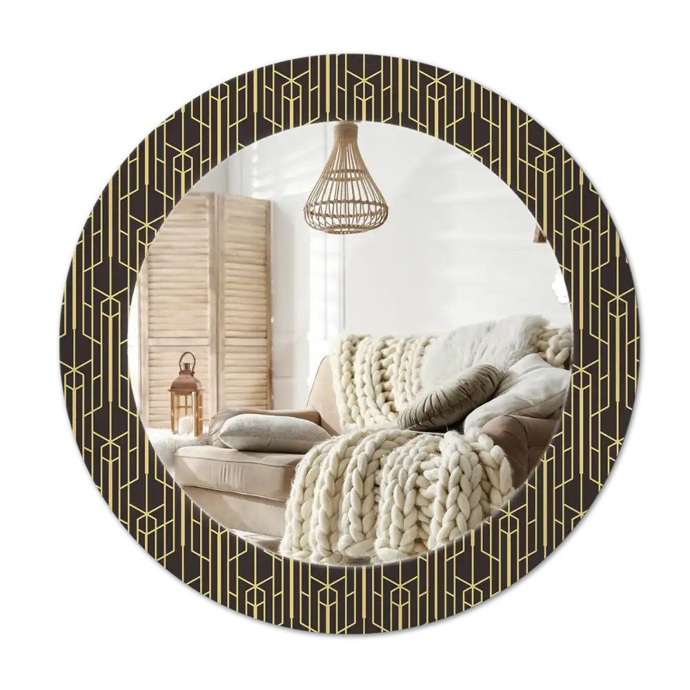 Round printed mirror Vintage geometry