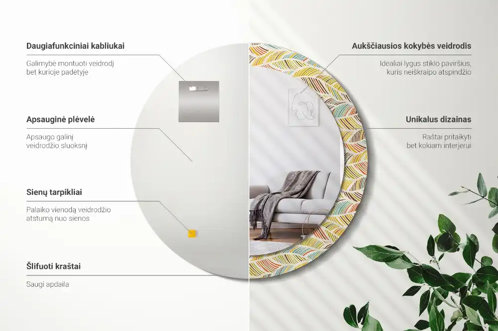 Round decorative mirror Abstract