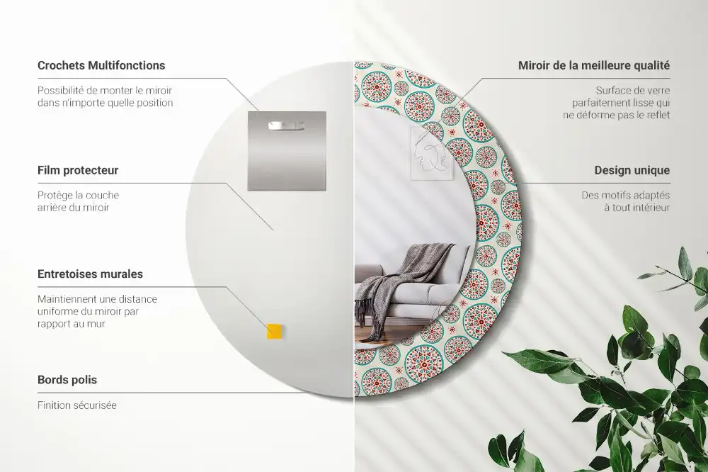 Round decorative mirror Boho pattern