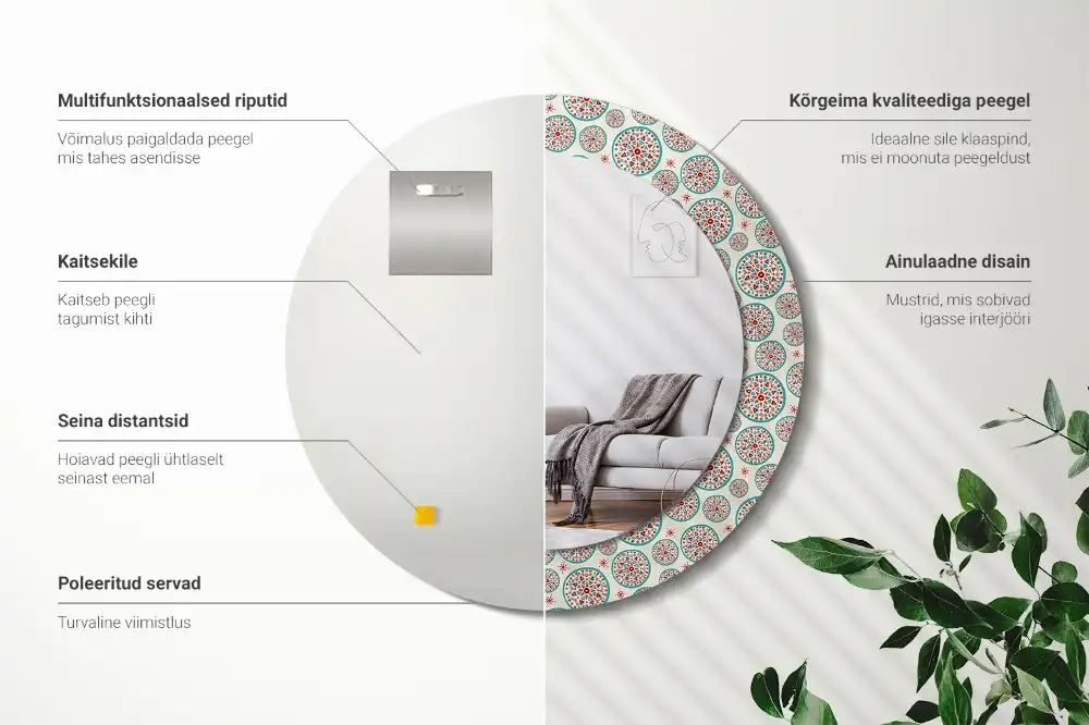 Round decorative mirror Boho pattern