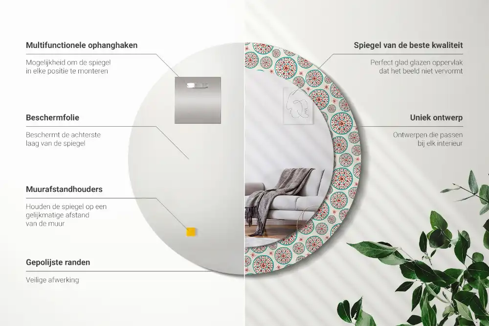 Round decorative mirror Boho pattern