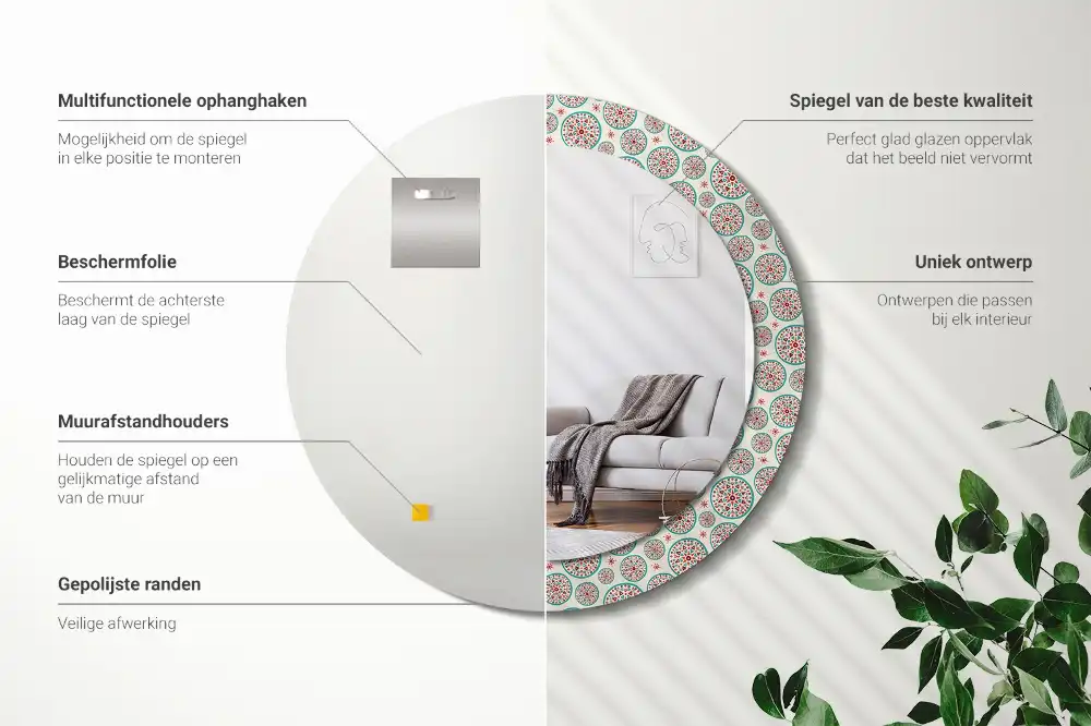 Round decorative mirror Boho pattern