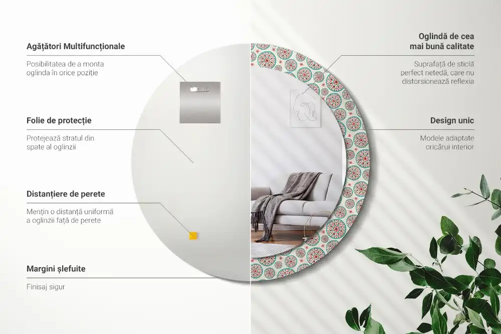 Round decorative mirror Boho pattern