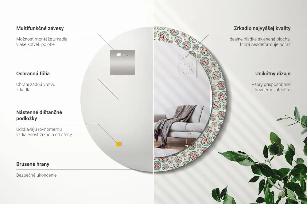 Round decorative mirror Boho pattern