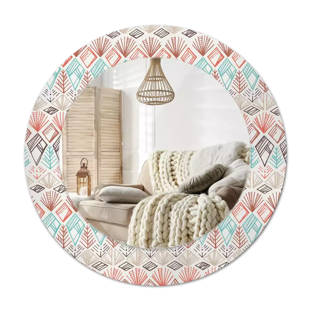 Round wall mirror decor Ethnic pattern