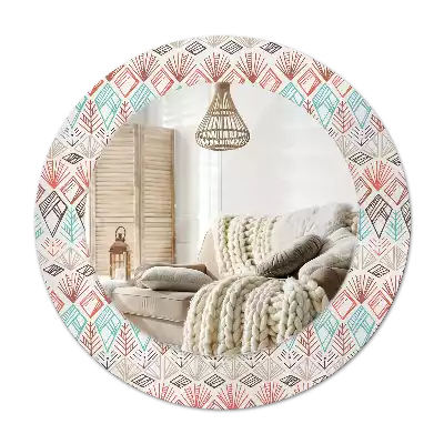 Round wall mirror decor Ethnic pattern