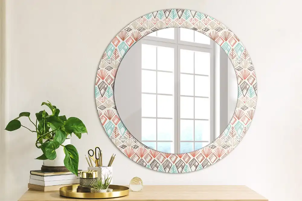 Round wall mirror decor Ethnic pattern