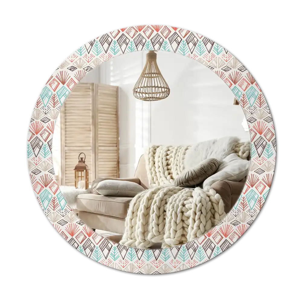 Round wall mirror decor Ethnic pattern