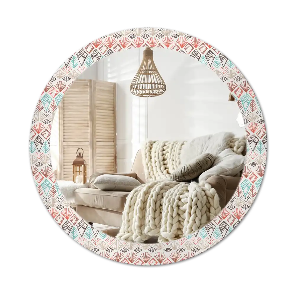 Round wall mirror decor Ethnic pattern