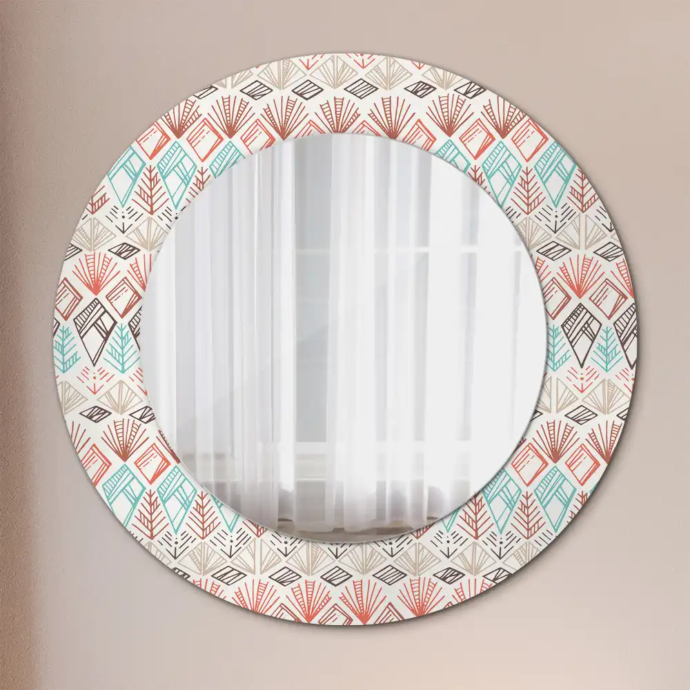 Round wall mirror decor Ethnic pattern