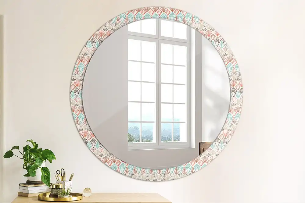 Round wall mirror decor Ethnic pattern