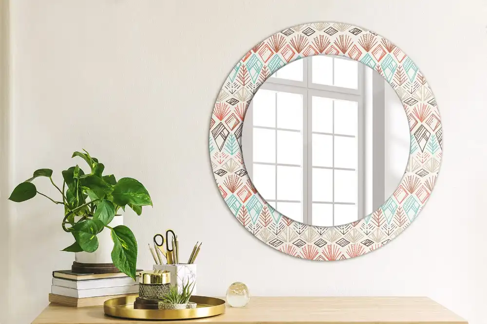 Round wall mirror decor Ethnic pattern