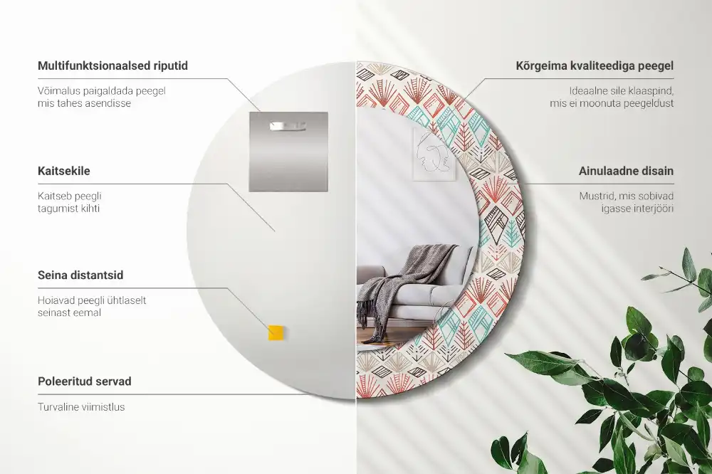 Round wall mirror decor Ethnic pattern