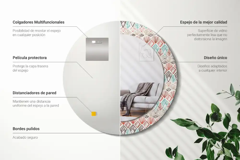 Round wall mirror decor Ethnic pattern