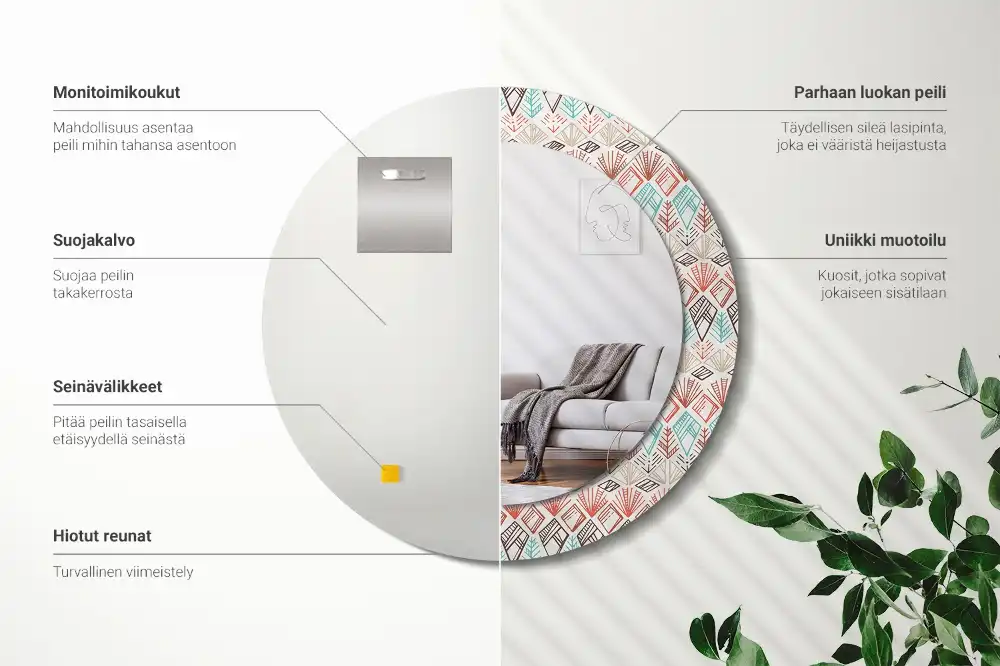 Round wall mirror decor Ethnic pattern