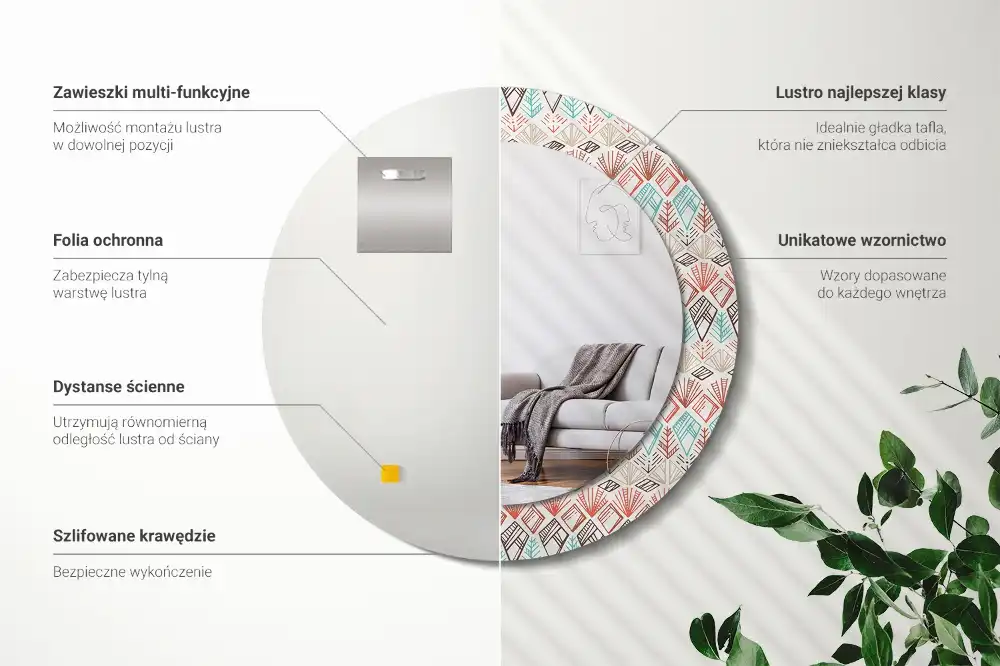 Round wall mirror decor Ethnic pattern