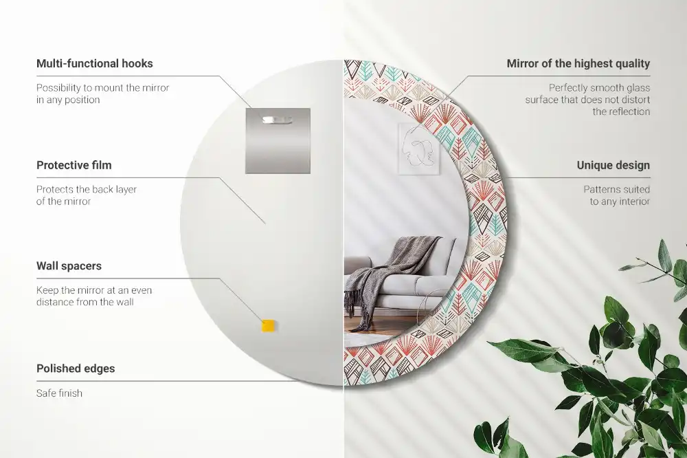 Round wall mirror decor Ethnic pattern