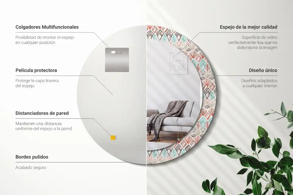 Round wall mirror decor Ethnic pattern