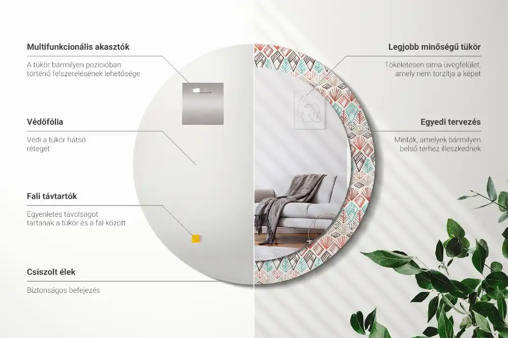 Round wall mirror decor Ethnic pattern