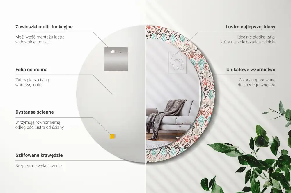 Round wall mirror decor Ethnic pattern