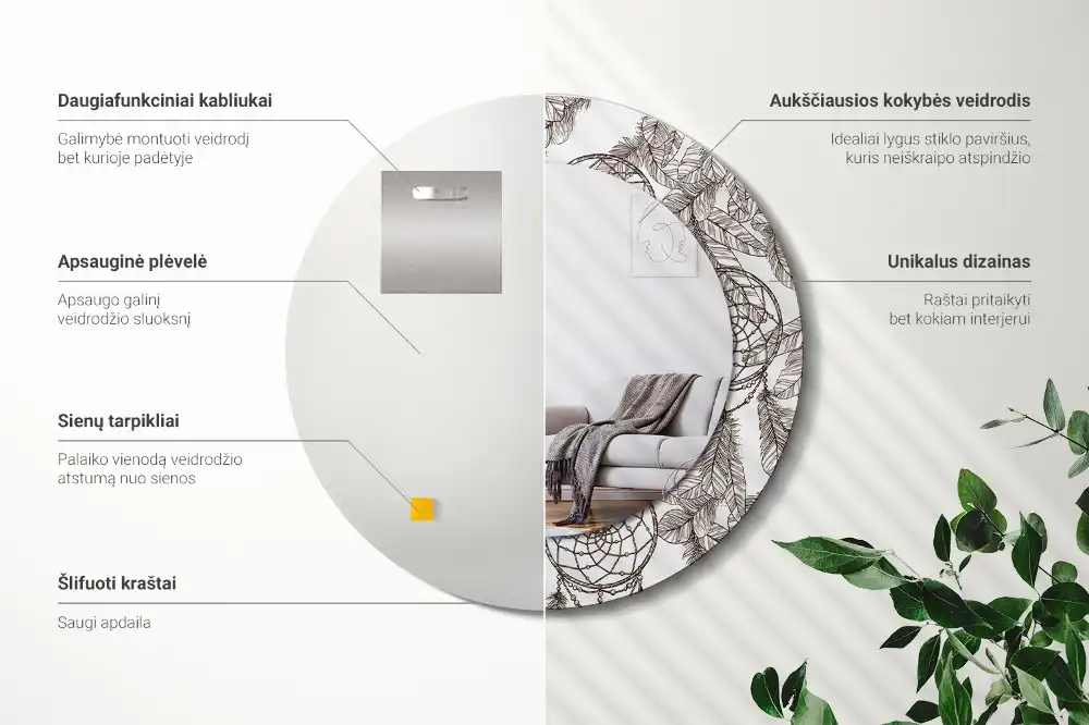 Round wall mirror decor Dream catcher