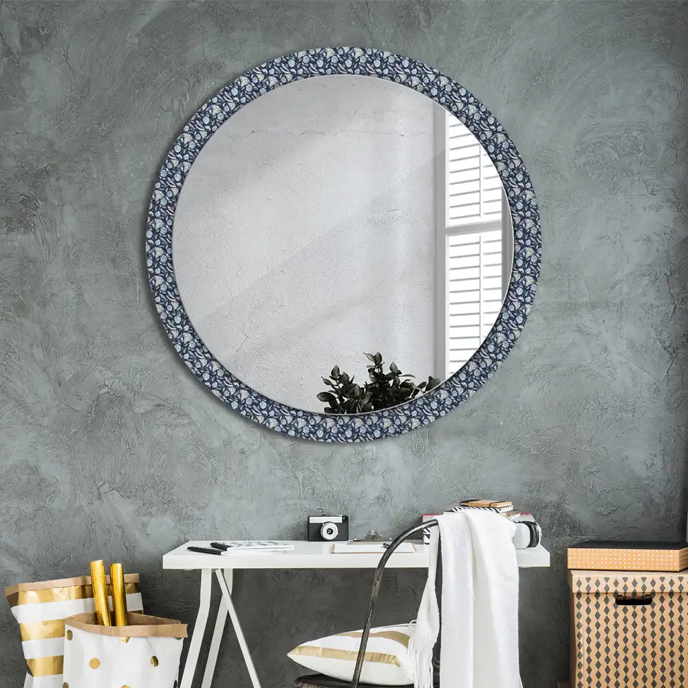Round printed mirror Boho pattern