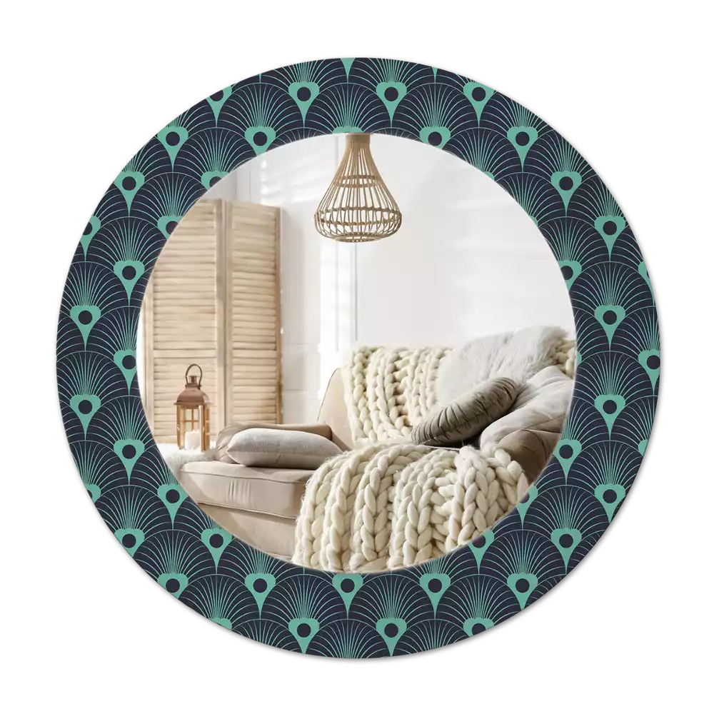Round printed mirror Floral pattern