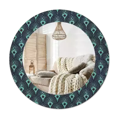 Round printed mirror Floral pattern