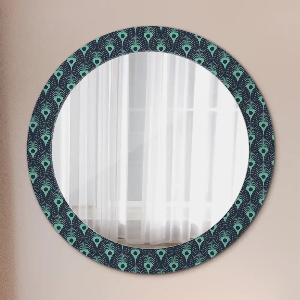 Round printed mirror Floral pattern