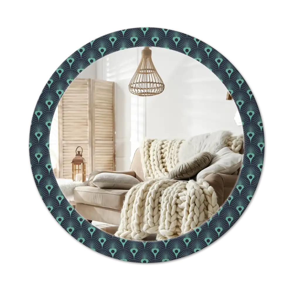 Round printed mirror Floral pattern