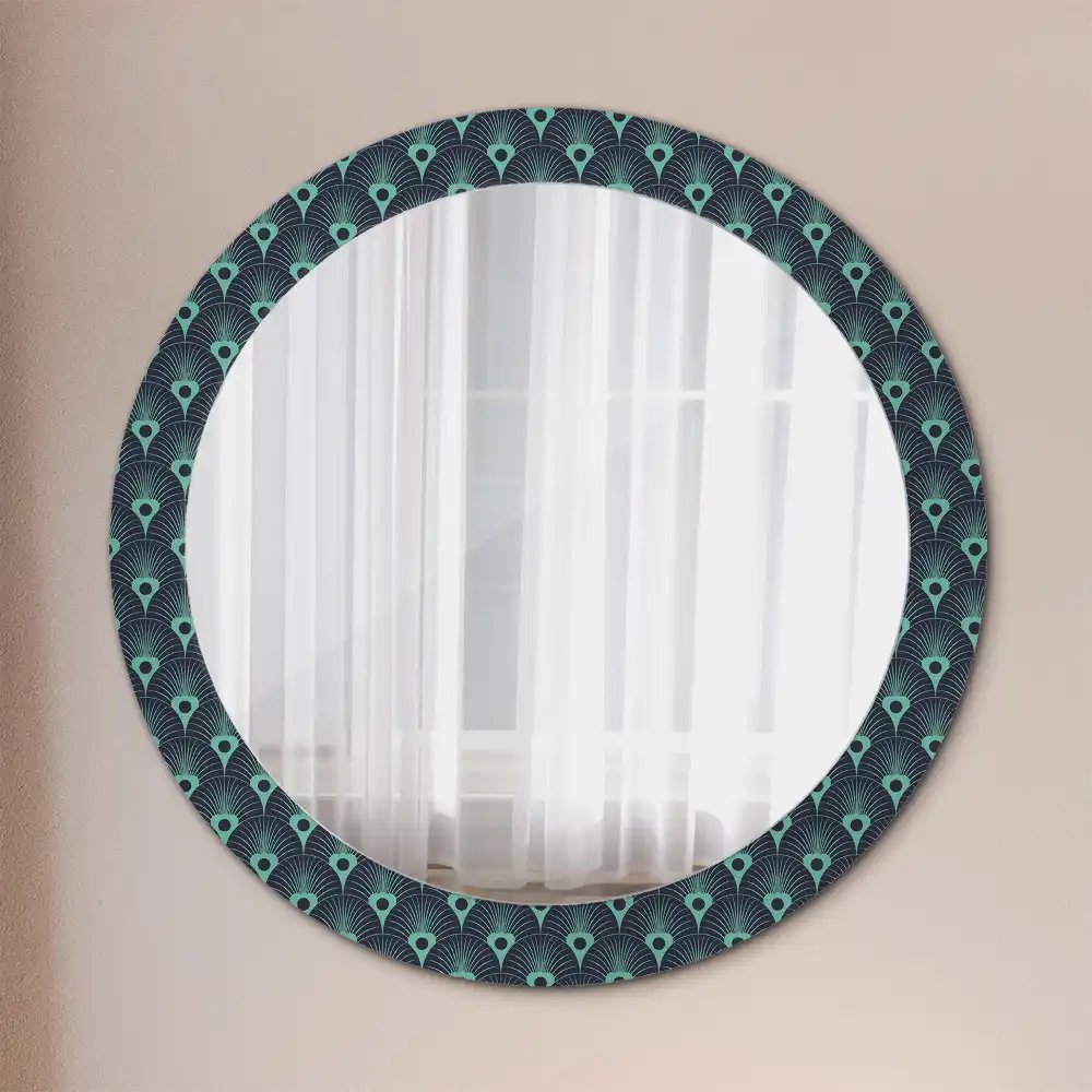 Round printed mirror Floral pattern