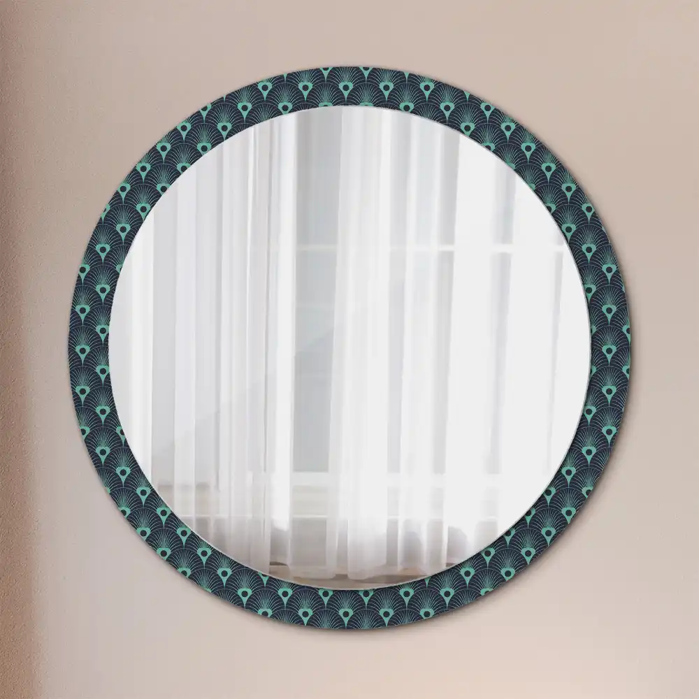 Round printed mirror Floral pattern