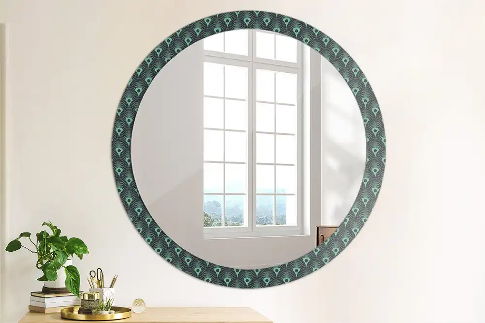 Round printed mirror Floral pattern
