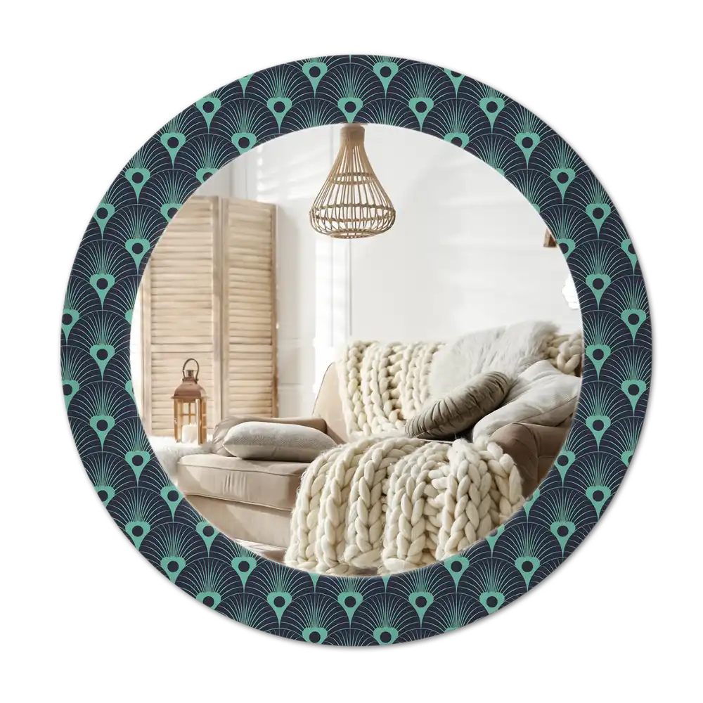 Round printed mirror Floral pattern