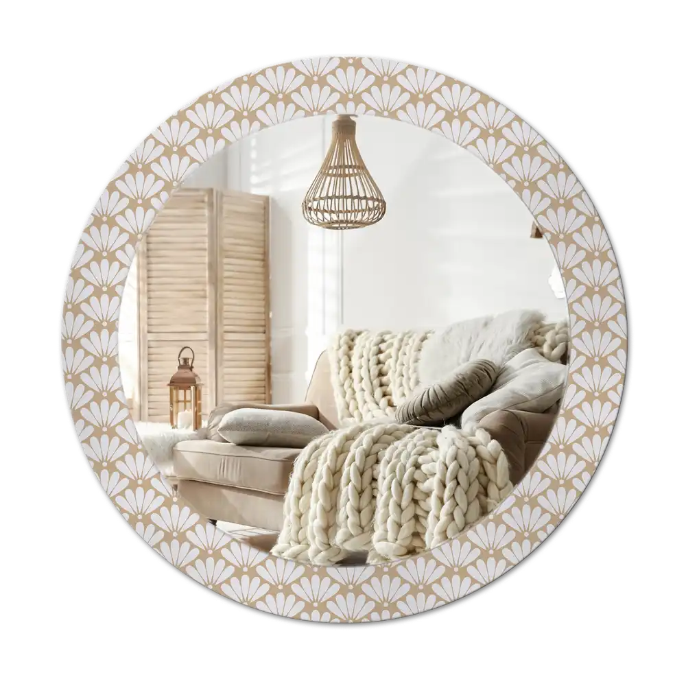 Round decorative mirror Oriental flower
