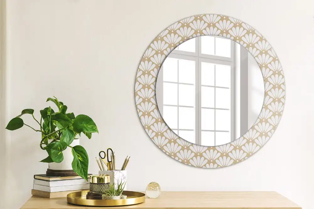 Round decorative mirror Oriental flower