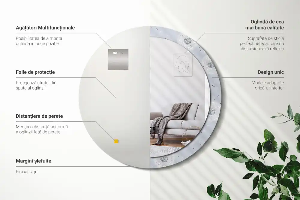 Round wall mirror decor Dandelions