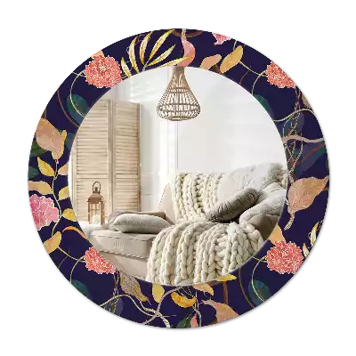 Round mirror frame with print Watercolor plants