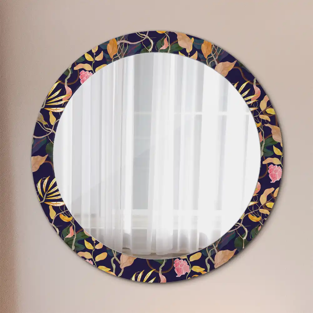 Round mirror frame with print Watercolor plants