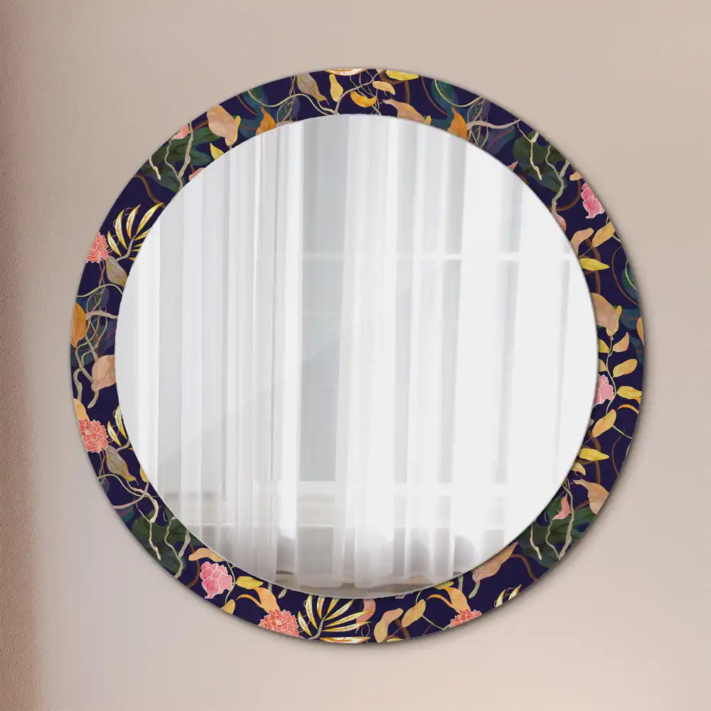 Round mirror frame with print Watercolor plants