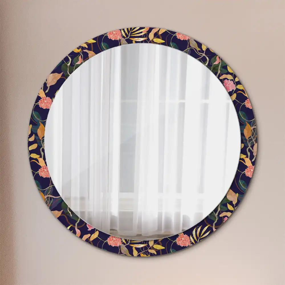 Round mirror frame with print Watercolor plants