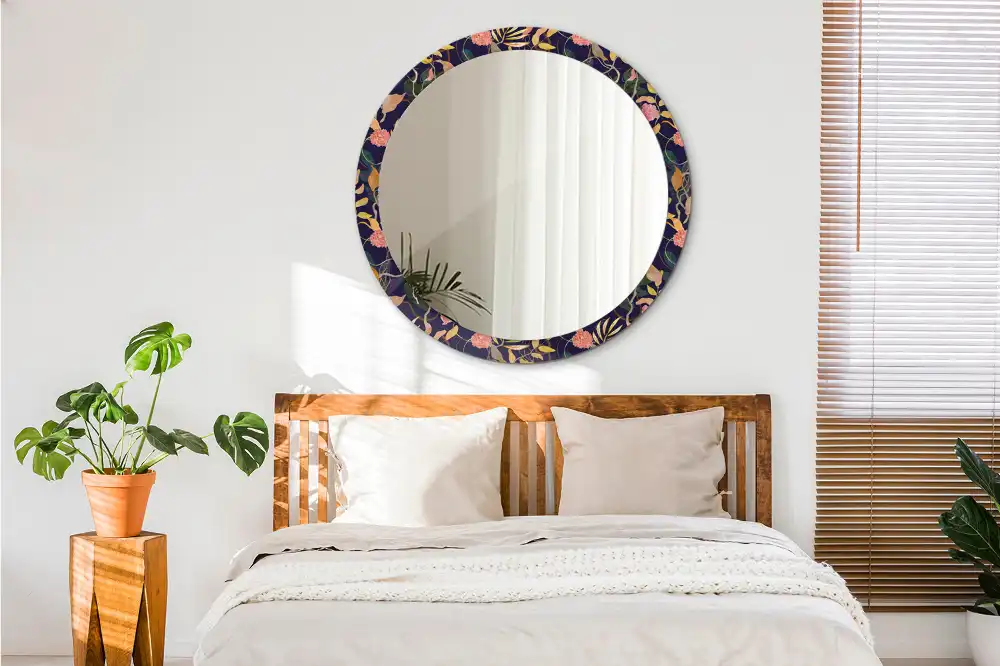 Round mirror frame with print Watercolor plants