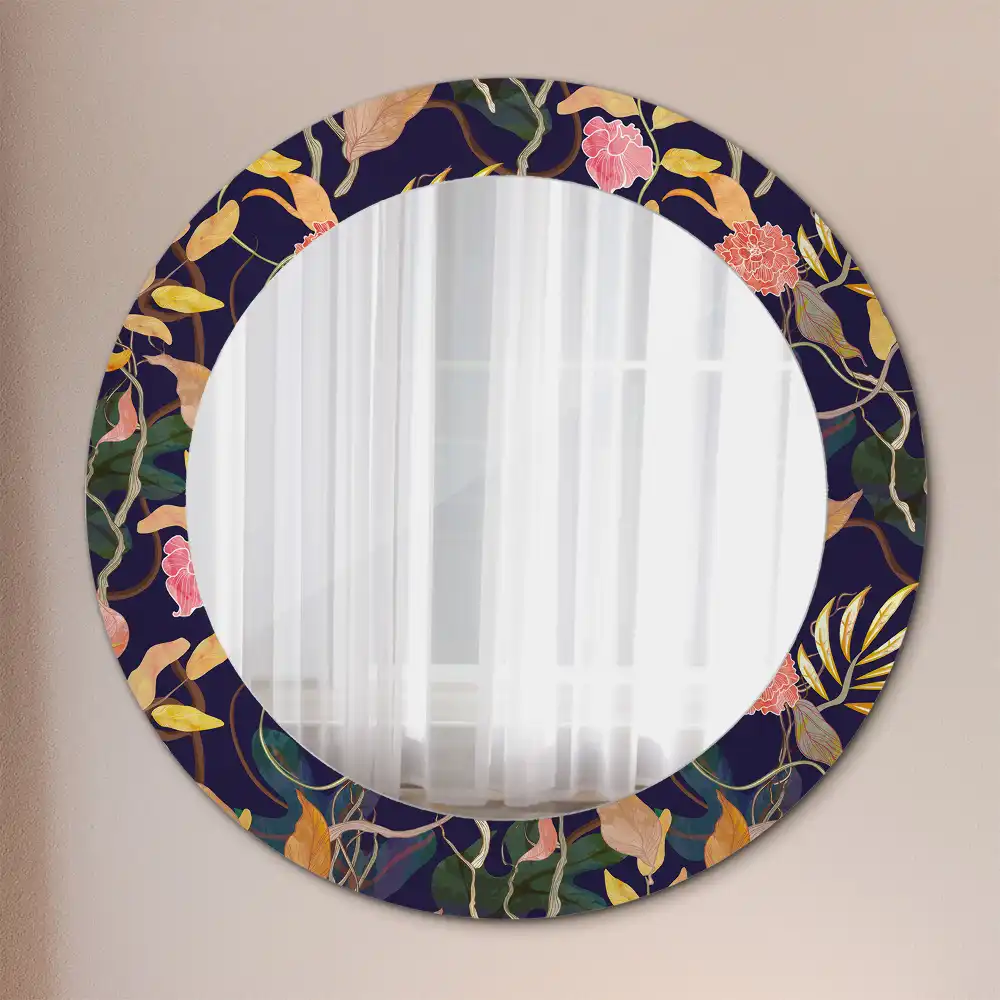 Round mirror frame with print Watercolor plants