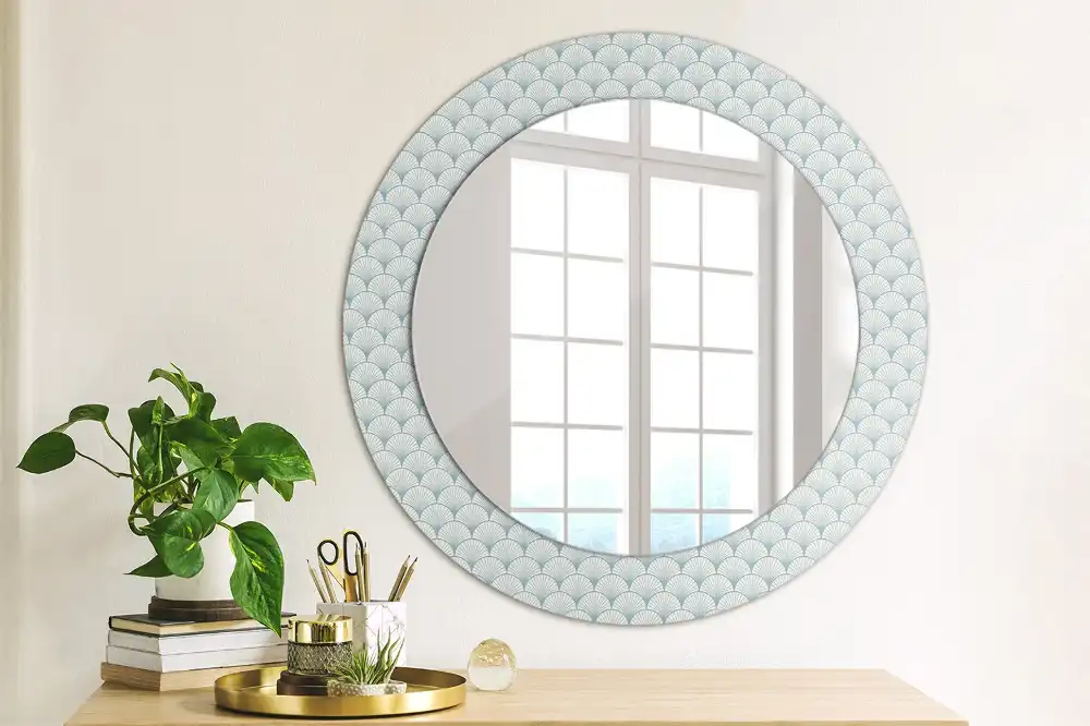 Round printed mirror Retro vintage pattern
