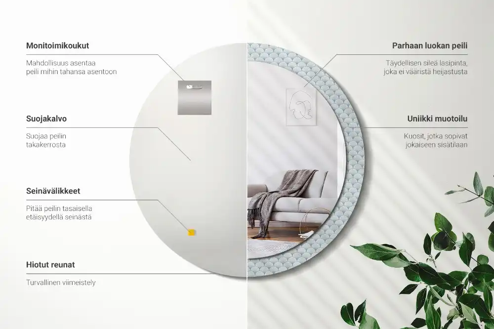 Round printed mirror Retro vintage pattern