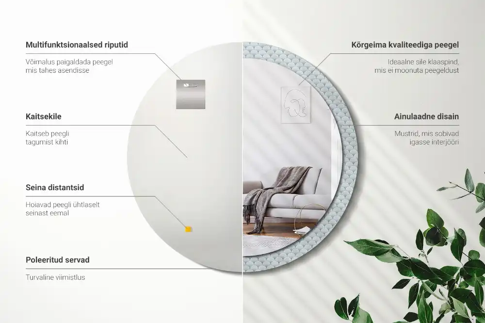 Round printed mirror Retro vintage pattern