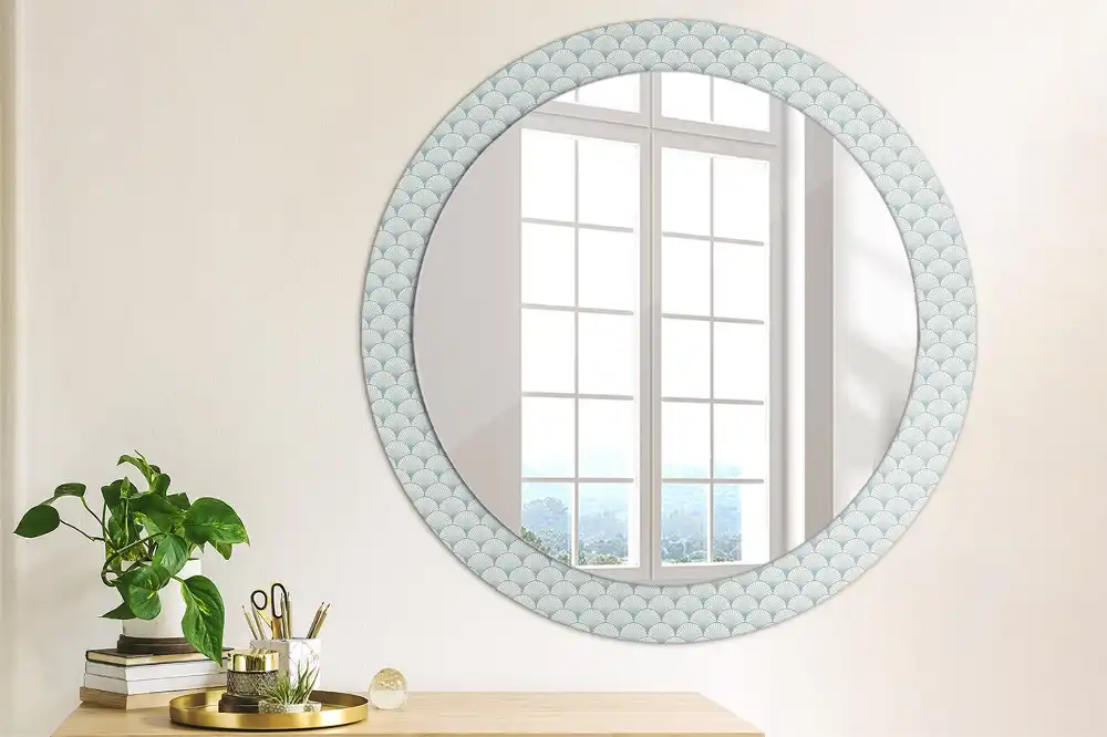 Round printed mirror Retro vintage pattern