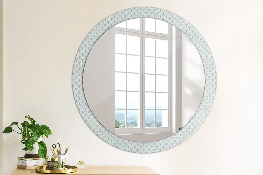 Round printed mirror Retro vintage pattern